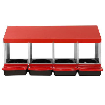 4-Compartment Chicken Nest Box Metal Box with Inclined Nesting Boxes.