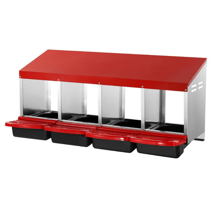 4-Compartment Chicken Nest Box Metal Box with Inclined Nesting Boxes.