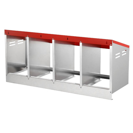 4-Compartment Chicken Nest Box Metal Box with Inclined Nesting Boxes.