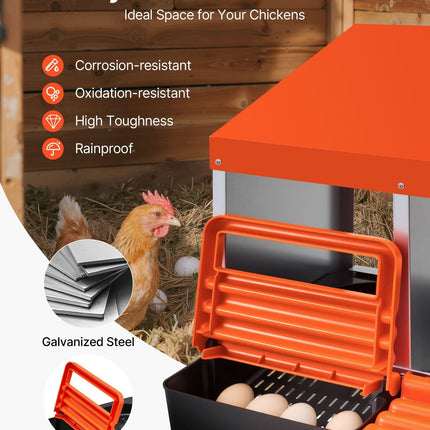 2 Tiers Chicken Nesting Boxes, 6 Compartments, Metal Egg Laying Boxes with Protective Collection Lids, Roll Out Nesting Box, Easy to Assemble, Ideal for Hens, Ducks, Chickens, and Other Poultry.