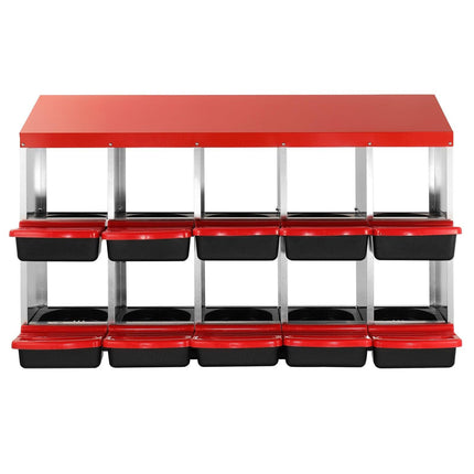 10-Compartment Chicken Nest Box Mental Box with Inclined Nesting Boxes.