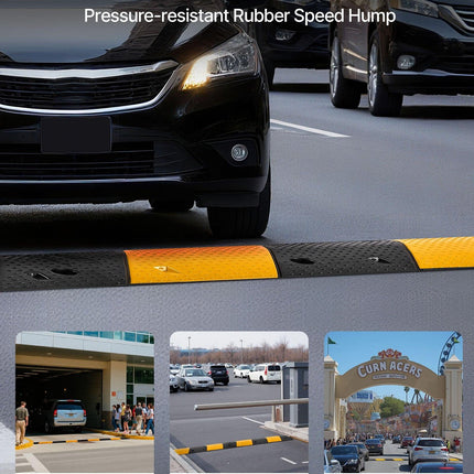 1000MM Rubber Speed Bump, 2 Pack, 2 Channel Heavy Duty Traffic Speed Hump, 9,979 kg/Axle Load Capacity, Cable Protector Ramp with Expansion Screws, for Asphalt Concrete Gravel Driveway and Road.