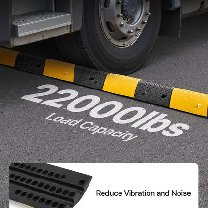 1000MM Rubber Speed Bump, 2 Pack, 2 Channel Heavy Duty Traffic Speed Hump, 9,979 kg/Axle Load Capacity, Cable Protector Ramp with Expansion Screws, for Asphalt Concrete Gravel Driveway and Road.