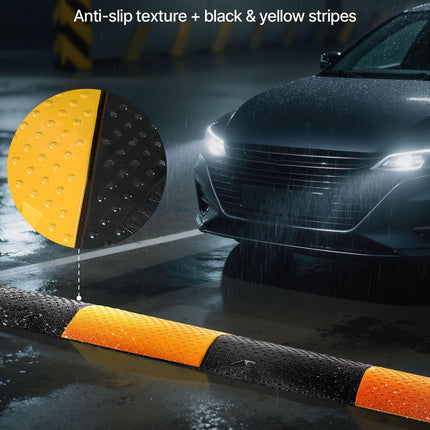 1000MM Rubber Speed Bump, 2 Pack, 2 Channel Heavy Duty Traffic Speed Hump, 9,979 kg/Axle Load Capacity, Cable Protector Ramp with Expansion Screws, for Asphalt Concrete Gravel Driveway and Road.