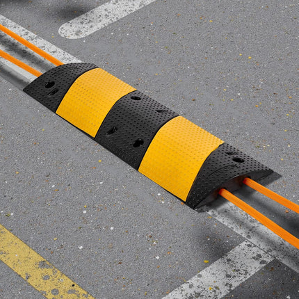 1000MM Rubber Speed Bump, 2 Pack, 2 Channel Heavy Duty Traffic Speed Hump, 9,979 kg/Axle Load Capacity, Cable Protector Ramp with Expansion Screws, for Asphalt Concrete Gravel Driveway and Road.