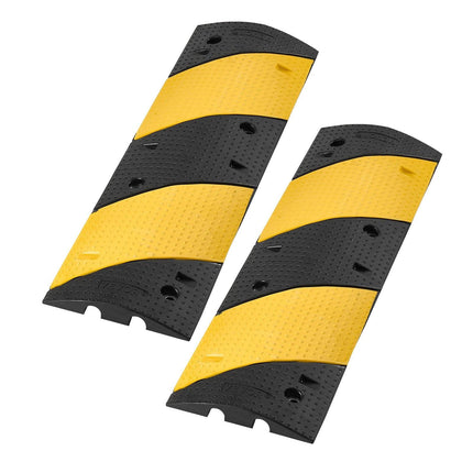 1000MM Rubber Speed Bump, 2 Pack, 2 Channel Heavy Duty Traffic Speed Hump, 9,979 kg/Axle Load Capacity, Cable Protector Ramp with Expansion Screws, for Asphalt Concrete Gravel Driveway and Road.