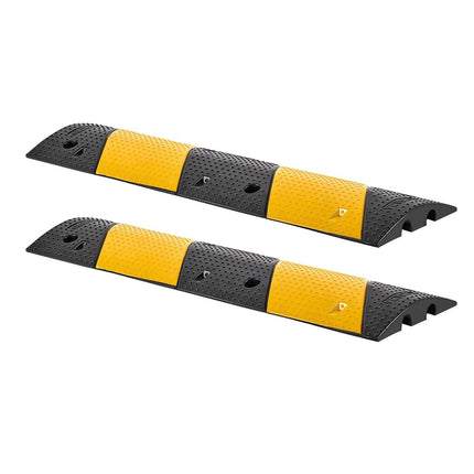 1000MM Rubber Speed Bump, 2 Pack, 2 Channel Heavy Duty Traffic Speed Hump, 9,979 kg/Axle Load Capacity, Cable Protector Ramp with Expansion Screws, for Asphalt Concrete Gravel Driveway and Road.