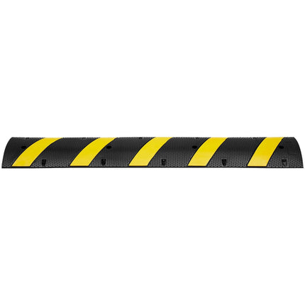 6 ft Rubber Speed Hump, 2 Channel, 10000 kg/axle Load Capacity Heavy Duty Traffic Speed Bump, with High Reflective Yellow Strip 4 Expansion Screws and 1 Drill, for Asphalt Concrete Gravel Roads.