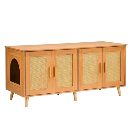 Cat Litter Box Enclosure Wooden Litter Box Furniture Hidden for 2 Cats.
