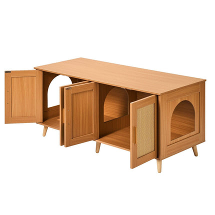 Cat Litter Box Enclosure Wooden Litter Box Furniture Hidden for 2 Cats.
