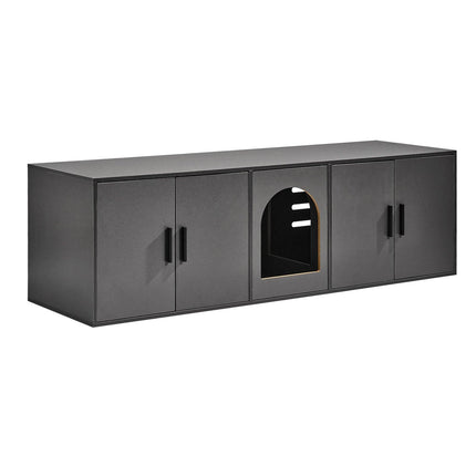 Cat Litter Box Enclosure Wooden Litter Box Furniture Hidden 57.9" Black.