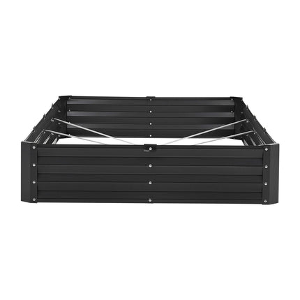 Metal Raised Garden Bed, 8 x 4 x 1 ft Outdoor Galvanized Planter Box, with Open Bottom, Large Planter Raised Bed for Gardening Vegetables, Flowers, Herbs, and Succulent Plants, Dark Gray.