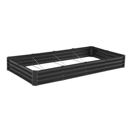 Metal Raised Garden Bed, 8 x 4 x 1 ft Outdoor Galvanized Planter Box, with Open Bottom, Large Planter Raised Bed for Gardening Vegetables, Flowers, Herbs, and Succulent Plants, Dark Gray.