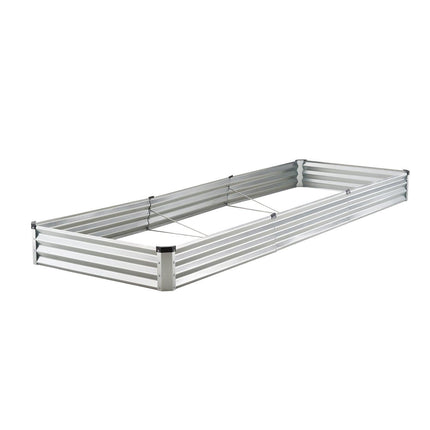 Metal Raised Garden Bed, 12 x 4 x 1 ft Outdoor Galvanized Planter Box, with Open Bottom, Large Planter Raised Bed for Gardening Vegetables, Flowers, Herbs, and Succulent Plants, Silver.