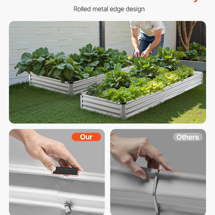 Metal Raised Garden Bed, 12 x 4 x 1 ft Outdoor Galvanized Planter Box, with Open Bottom, Large Planter Raised Bed for Gardening Vegetables, Flowers, Herbs, and Succulent Plants, Silver.