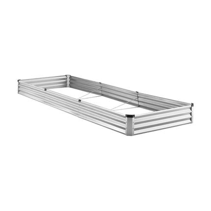 Metal Raised Garden Bed, 12 x 4 x 1 ft Outdoor Galvanized Planter Box, with Open Bottom, Large Planter Raised Bed for Gardening Vegetables, Flowers, Herbs, and Succulent Plants, Silver.