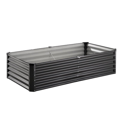 Metal Raised Garden Bed, 6 x 3 x 1.5 ft Outdoor Galvanized Planter Box, with Open Bottom, Large Planter Raised Bed for Gardening Vegetables, Flowers, Herbs, and Succulent Plants, Dark Gray.