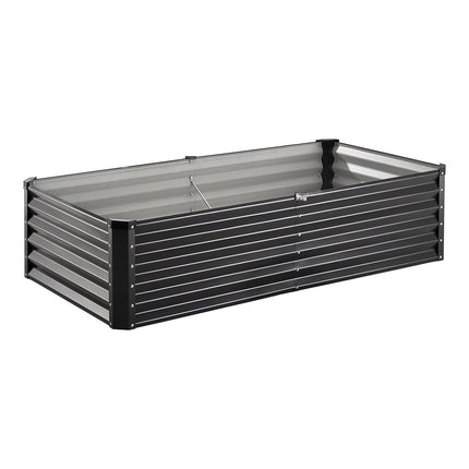 Metal Raised Garden Bed, 6 x 3 x 1.5 ft Outdoor Galvanized Planter Box, with Open Bottom, Large Planter Raised Bed for Gardening Vegetables, Flowers, Herbs, and Succulent Plants, Dark Gray.