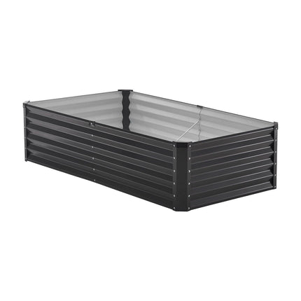 Metal Raised Garden Bed, 6 x 3 x 1.5 ft Outdoor Galvanized Planter Box, with Open Bottom, Large Planter Raised Bed for Gardening Vegetables, Flowers, Herbs, and Succulent Plants, Dark Gray.