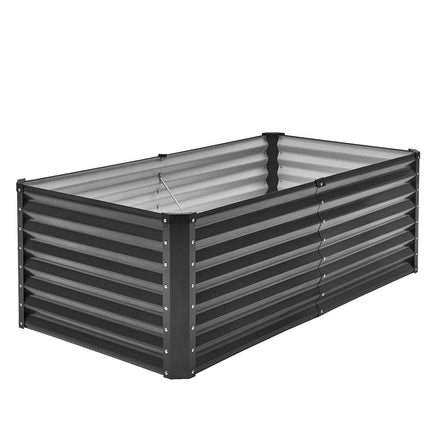 Metal Raised Garden Bed, 6 x 3 x 2 ft Outdoor Galvanized Planter Box, with Open Bottom, Large Planter Raised Bed for Gardening Vegetables, Flowers, Herbs, and Succulent Plants, Dark Gray.