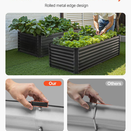 Metal Raised Garden Bed, 6 x 3 x 2 ft Outdoor Galvanized Planter Box, with Open Bottom, Large Planter Raised Bed for Gardening Vegetables, Flowers, Herbs, and Succulent Plants, Dark Gray.