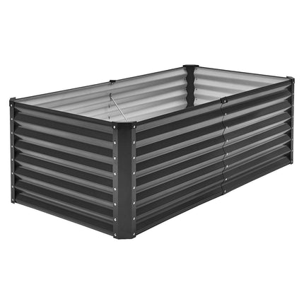 Metal Raised Garden Bed, 6 x 3 x 2 ft Outdoor Galvanized Planter Box, with Open Bottom, Large Planter Raised Bed for Gardening Vegetables, Flowers, Herbs, and Succulent Plants, Dark Gray.
