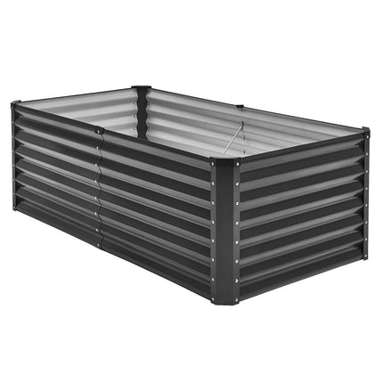 Metal Raised Garden Bed, 6 x 3 x 2 ft Outdoor Galvanized Planter Box, with Open Bottom, Large Planter Raised Bed for Gardening Vegetables, Flowers, Herbs, and Succulent Plants, Dark Gray.