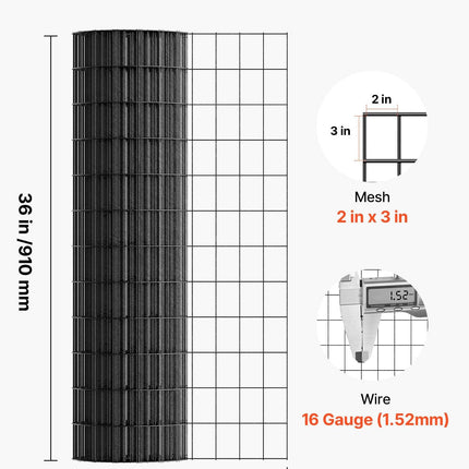 Hardware Cloth 91cm x 7.62m, 2 x 3 in Mesh 16 Gauge Galvanized Wire Mesh Roll, Weather-Resistant Vinyl Coated Chicken Wire Fencing, Heavy Duty Welded Garden Plant Fencing for Rabbit Cage Snake.