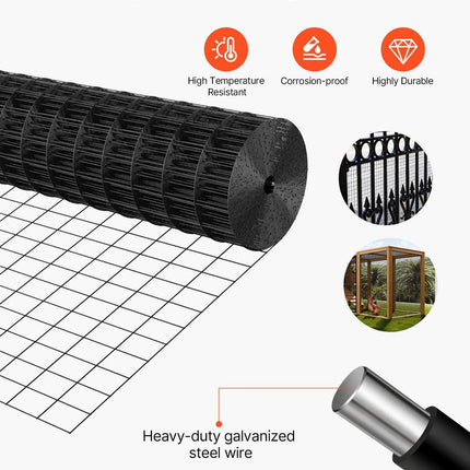 Hardware Cloth 91cm x 7.62m, 2 x 3 in Mesh 16 Gauge Galvanized Wire Mesh Roll, Weather-Resistant Vinyl Coated Chicken Wire Fencing, Heavy Duty Welded Garden Plant Fencing for Rabbit Cage Snake.