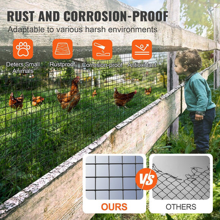 Hardware Cloth, 36'' x 50' Galvanized Wire Mesh Roll, 19 Gauge Chicken Wire Fence Roll, Vinyl Coating Metal Wire Mesh for Chicken Coop Barrier, Rabbit Snake Fences, Poultry Enclosures.