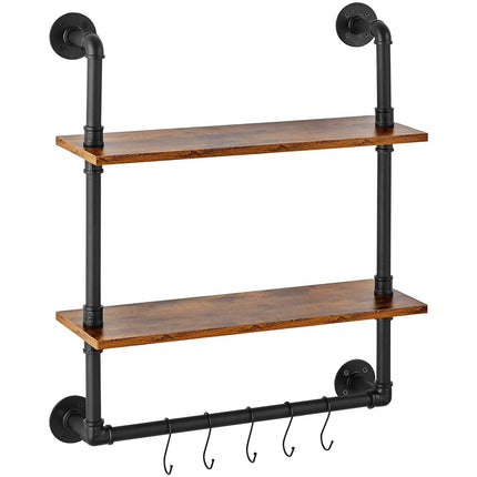 Industrial Pipe Shelf 2 Tier 24x7.87in Wall-Mount for Kitchen Bedroom.