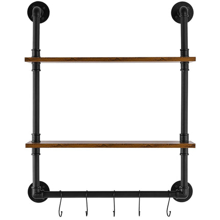 Industrial Pipe Shelf 2 Tier 24x7.87in Wall-Mount for Kitchen Bedroom.