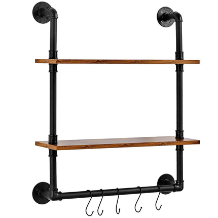 Industrial Pipe Shelf 2 Tier 24x7.87in Wall-Mount for Kitchen Bedroom.