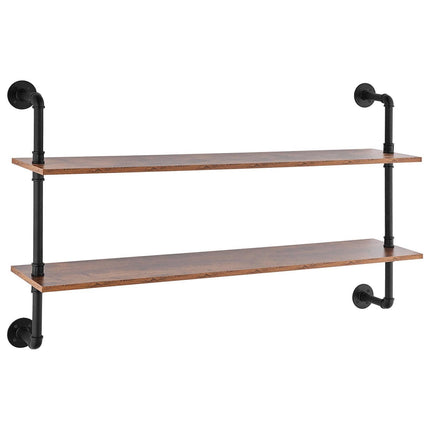 Industrial Pipe Shelf 2 Tier 48x 9.84in Wall-Mount for Kitchen Bedroom.