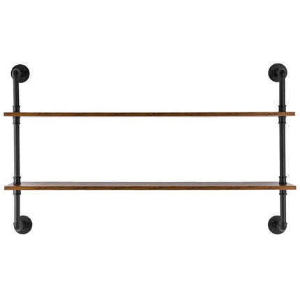 Industrial Pipe Shelf 2 Tier 48x 9.84in Wall-Mount for Kitchen Bedroom.