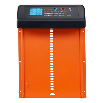 Automatic Chicken Coop Door, Battery Powered Chicken Coop Door with Timer & Manual Setting, Anti-Pinch Security, Durable Aluminum Alloy, Chick Run Gate Opener with Waterproof Sealing, Orange.