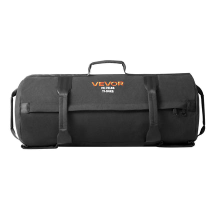 Workout Sandbag, Heavy Duty Workout Power Bags with Handles, 11-34 kg Adjustable Slam Bag for Fitness Strength Weight Training Cross-Training, Home Gym Exercise, Black (Unfilled).
