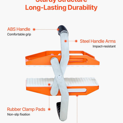 Double Handed Stone Carrying Clamps, 299 kg Load Capacity, 2 Pack Granite Panel Carriers Lifting Tools with Rubber-lined (0-60 mm), Heavy Duty lifting Clamps for Plywood, Glass, Granite.