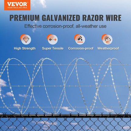 Razor Wire Razor Barbed Wire 147ft 3Rolls Razor Wire Fencing Double Spiral.