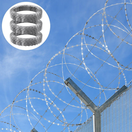 Razor Wire Razor Barbed Wire 147ft 3Rolls Razor Wire Fencing Double Spiral.