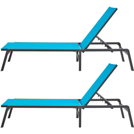 Chaise Lounge Chair Outdoor Patio Lounge Chair Adjustable 5-Position 2 pcs.
