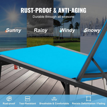 Chaise Lounge Chair Outdoor Patio Lounge Chair Adjustable 5-Position 2 pcs.