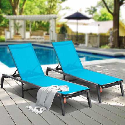Chaise Lounge Chair Outdoor Patio Lounge Chair Adjustable 5-Position 2 pcs.