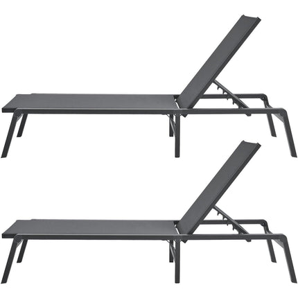 Chaise Lounge Chair Outdoor Patio Lounge Chair Adjustable 5-Position 2 pcs.