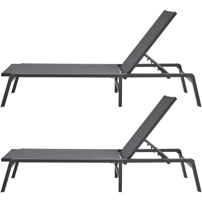 Chaise Lounge Chair Outdoor Patio Lounge Chair Adjustable 5-Position 2 pcs.