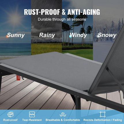 Chaise Lounge Chair Outdoor Patio Lounge Chair Adjustable 5-Position 2 pcs.