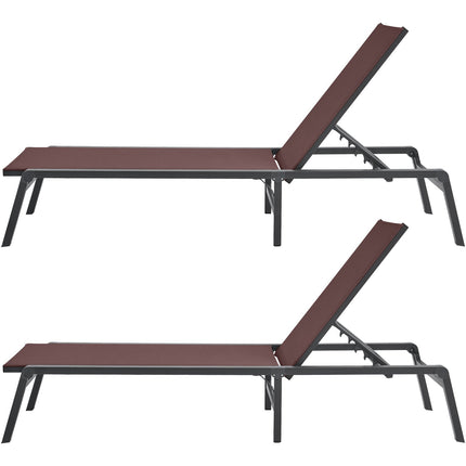 Chaise Lounge Chair Outdoor Patio Lounge Chair Adjustable 5-Position 2 pcs.