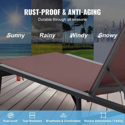 Chaise Lounge Chair Outdoor Patio Lounge Chair Adjustable 5-Position 2 pcs.