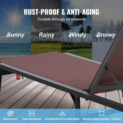 Chaise Lounge Chair Outdoor Patio Lounge Chair with Adjustable 5-Position.