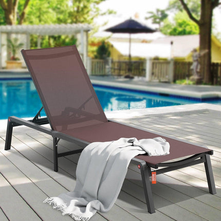 Chaise Lounge Chair Outdoor Patio Lounge Chair with Adjustable 5-Position.